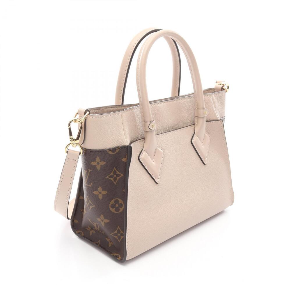 Louis Vuitton Pink Leather Gray On My Handbag Side Monogram Canvas Brown Greige